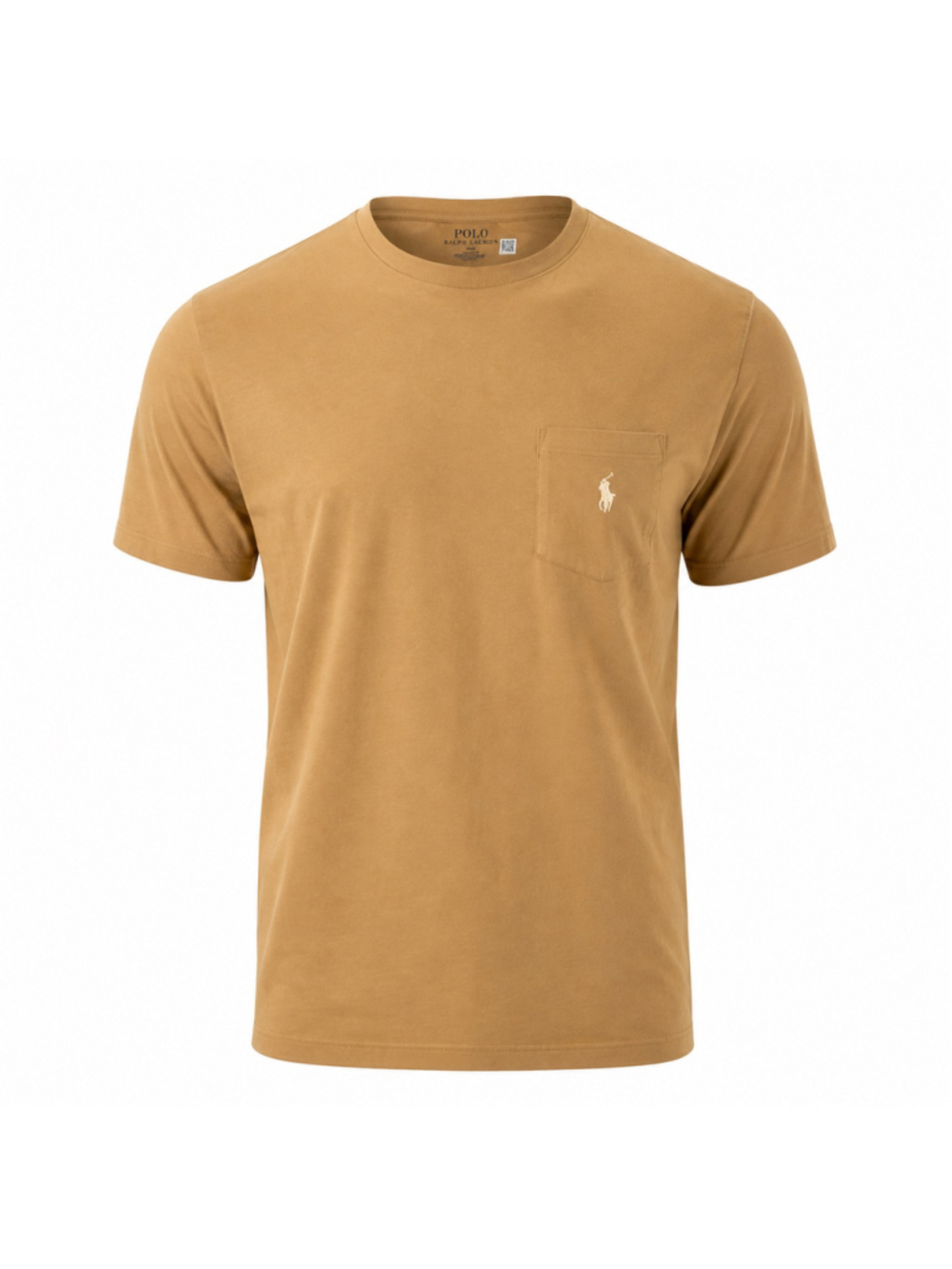 Polo Ralph Lauren Mens Tan/Brown Pocket T Shirt Cream Pony Logo Short Sleeve Med